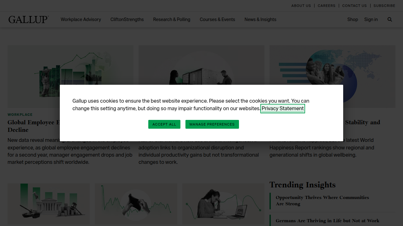 Visit Gallup.com to access their latest reports on global workplace engagement and economic impact.