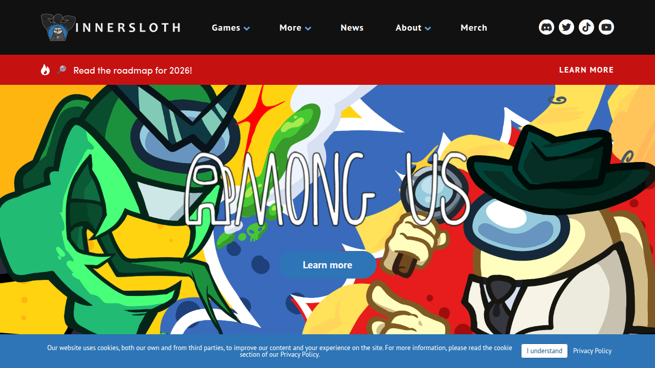The official Among Us game page, illustrating the social deduction gameplay that makes it popular for remote teams.