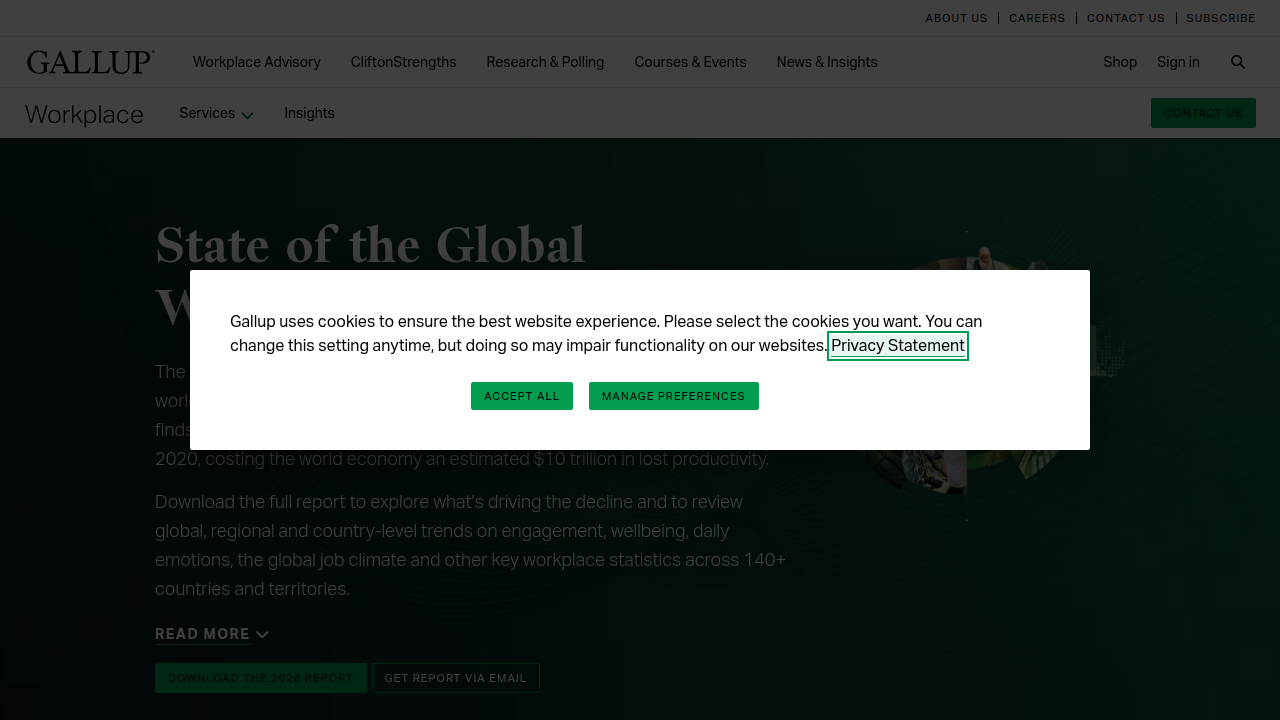 Gallup's 2026 report highlights the low employee engagement and its significant cost to the global economy.