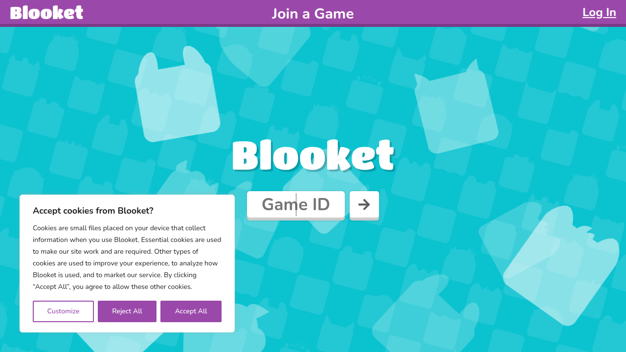 The Blooket 'Join Game' screen, where players enter a 6-digit code to participate in a live session.