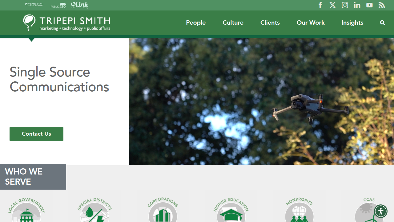 Homepage of Tripepi Smith, an organization that provides insights into new website accessibility standards.