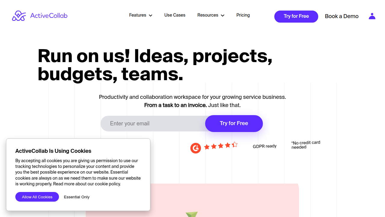 Homepage of ActiveCollab's blog, offering resources on team-building games and project management.