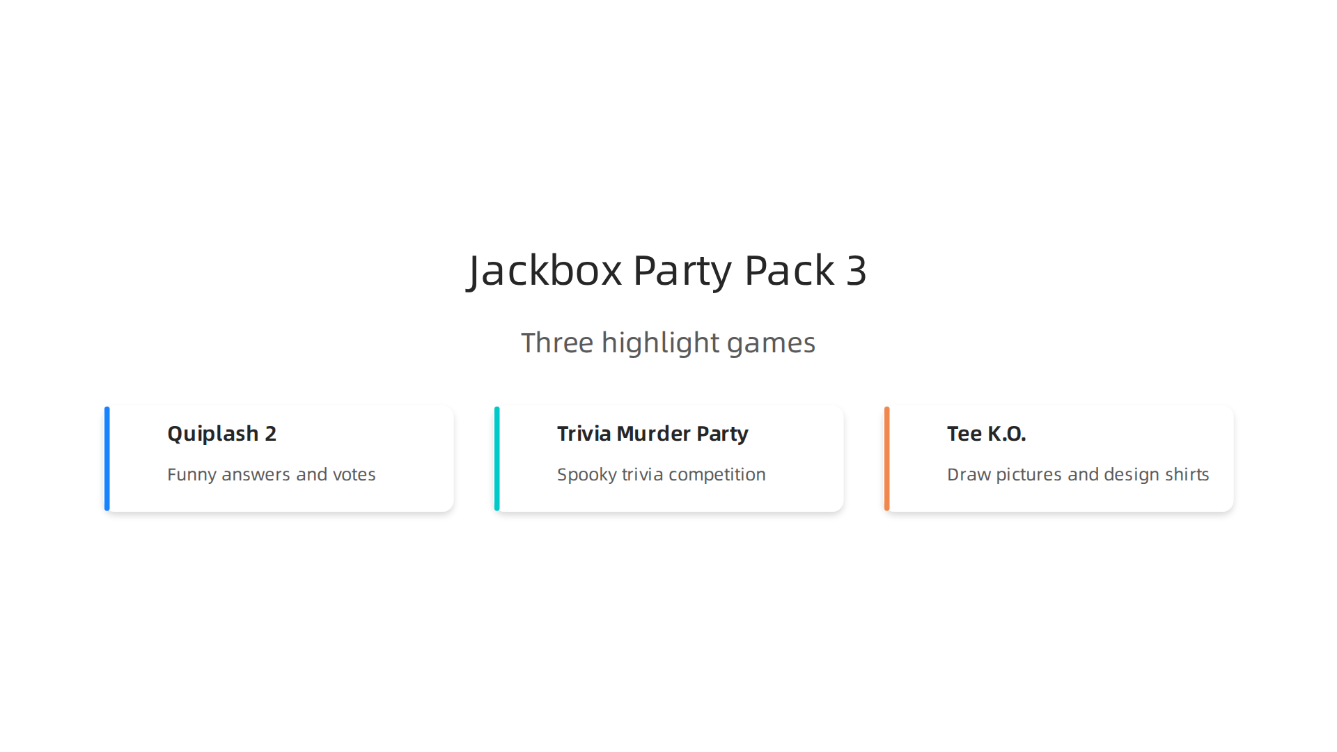 Explore the three highlight games from The Jackbox Party Pack 3, perfect for boosting team humor and creativity.